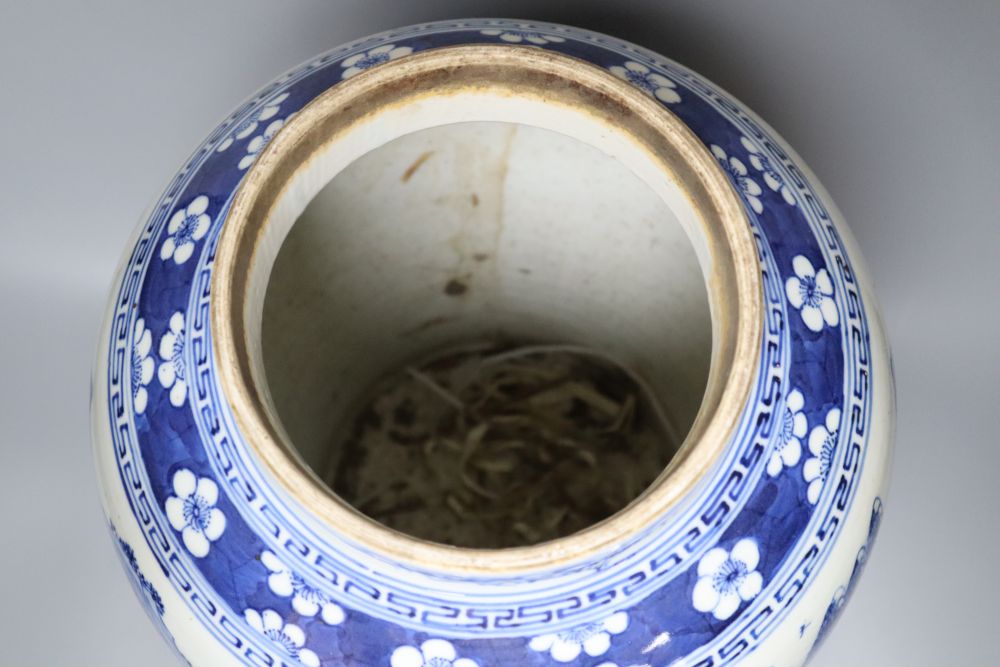 A 19th century Chinese blue and white jar and cover, height 49cm